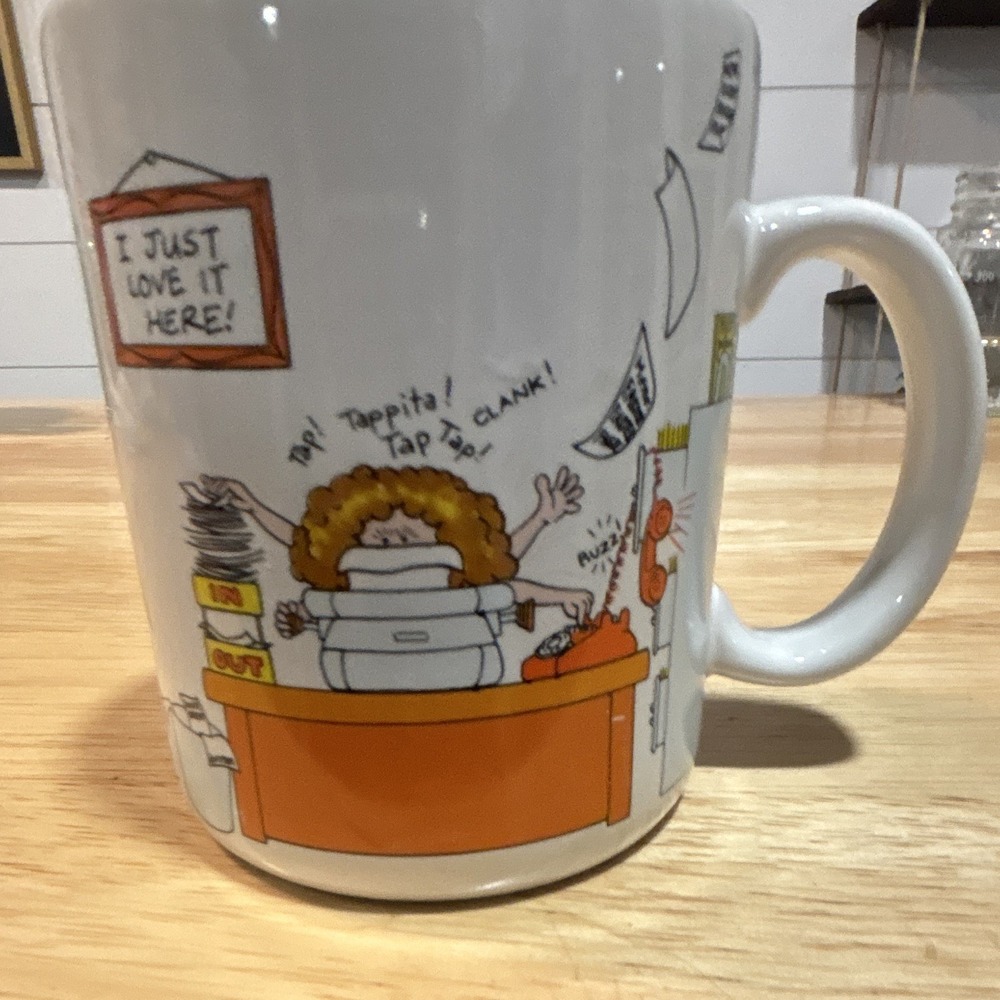 Vintage Hallmark 1984 Office Novelty Coffee Mug, White Ceramic, 10 oz, Japan
